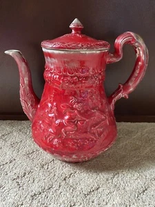 Antigua Tetera Roja Caza de Brujas o Taberna Pelea Hermosa Usada en Excelente Condición - Imagen 1 de 12