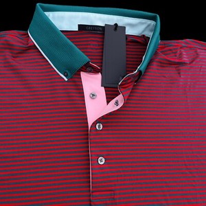 Greyson Golf Owosso Striped Short Sleeve Polo Shirt Red Green Size XL $95
