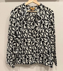 Tory Burch Women's Pullover Monkey Print Tunic Blouse Size 2 Long Sleeve Coastal - Picture 1 of 9