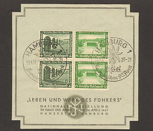 RARE 1937 STAMP GERMANY "Leben und Werk des Führers" SST Hamburg 20.4.37