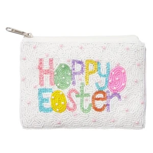 Ostern "Hoppige Ostern" Pastell Rocailles & Kunstperlen verziert Mini Beutel Tasche - Bild 1 von 2