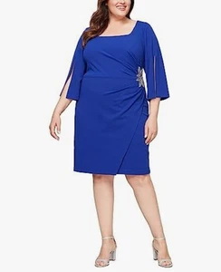 Nuevo con etiquetas Vestido Vaina Alex Evenings Adornado con Mangas Divididas 14W - Imagen 1 de 9