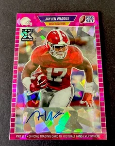 2021 LEAF PRO SET JAYLEN WADDLE ROOKIE Pink Cracked Ice AUTO SSP /25 - Picture 1 of 2