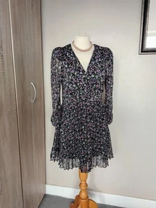 Vestido midi para mujer Zara S negro poliéster con viscosa línea A - Imagen 1 de 4