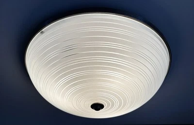 Antique Art Deco 1930s 40s Machine Age Lightolier Flush Dome Swirl Ceiling Light - Image 1 of 4