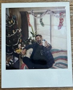 1980’s Christmas Polaroid - Pops Happy With A Beer & A Cig - Picture 1 of 1