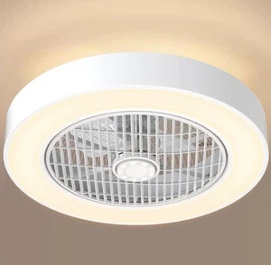 20" Modern Ceiling Fan with Dimmable Light Remote Control Flush Mount Lamp Light - Picture 1 of 8