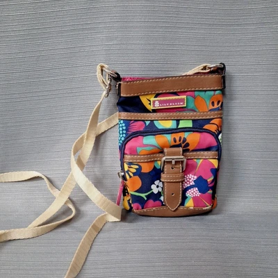 LILY BLOOM Crossbody Small Canvas Messenger Bag Purse Colorful Floral Print - Image 1 of 4