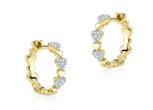 14K Gold Diamant Herz Huggie Ohrringe 0,13 ct| Lovely Huggie For You - Bild 1 von 6