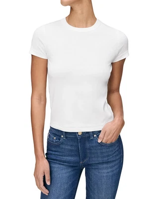 Camiseta encogida manga corta cuello redondo para mujer DL1961 X6533, blanca, XS Foto 1 de 4
