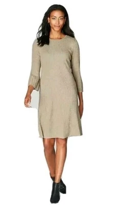 Christian Siriano x J Jill Women's Tan Gold Metallic Shimmer sweater Dress 2X - Image 1 of 4