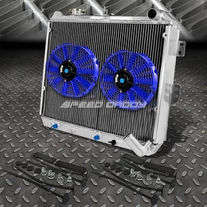 3-ROW ALUMINUM RADIATOR+2X 10"FAN BLUE FOR 83-85 RX-7/RX7 FB/SA GSL-SE RE-EGI - Picture 1 of 7