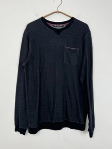 Travis Mathew Crewneck Sweater Mens Size M Heathered Black Pullover Pocket - Picture 1 of 10