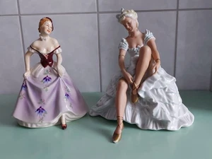 2 Porzellanfiguren-Dame in Biedermertracht von Royal Dux+Tänzerin von Schaubach - Bild 1 von 18