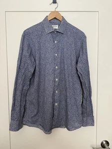 Khakis of Carmel Shirt Mens Sz 16.5/42 Blue Floral Long Sleeves Button Up Italy - Picture 1 of 12