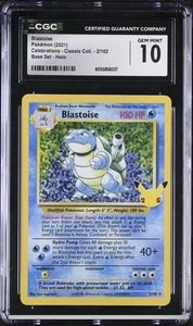 CGC 10 Blastoise Holo 2/102 Celebrations Classic Collection Pokemon 2021 - Picture 1 of 2