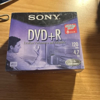 Sony DVD+R RW Paquete de 6 Discos Slimline Estuches 120 min 4,7 GB En Blanco NUEVO Sellado DVD Foto 1 de 3