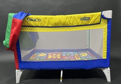 VTG 1990s Graco Pack N Play Red,Yellow,Green,Blue Retro Baby Travel Crib w/bag - Image 1 of 4