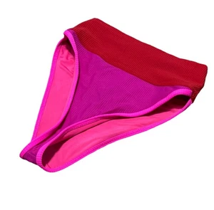 Beach Riot High Cut Waisted Bikini Bottoms Sz Small Color Block Brazilian - Picture 1 of 5