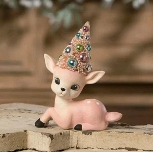 Bethany Lowe Navidad Reno Rosa Con Botella Cepillo Árbol Estatuilla - Imagen 1 de 2
