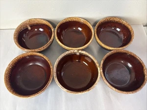 KATHY GRÜNKOHL WARE SET MIT 6 SCHÜSSELN TROPFGLASUR BRAUN 5 1/4" MIT SEHR GUTEM GEBRAUCHTEN ZUSTAND - Bild 1 von 3