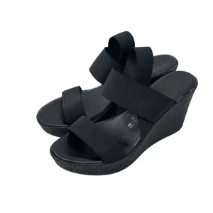 Italienische Schuhmacher doppelte elastische Riemen Plateau Damen Keilabsatz Sandalen Größe 8,5 - Bild 1 von 17