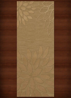 Yellow Transitional Hand Hooked Leaves Petals Outline Area Rug Floral DV17 - Image 1 of 2