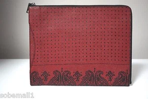 Coach Crossgrain Leather Red Bandit Printed Slim Zip Tablet Case Folio F63321 - Picture 1 of 5
