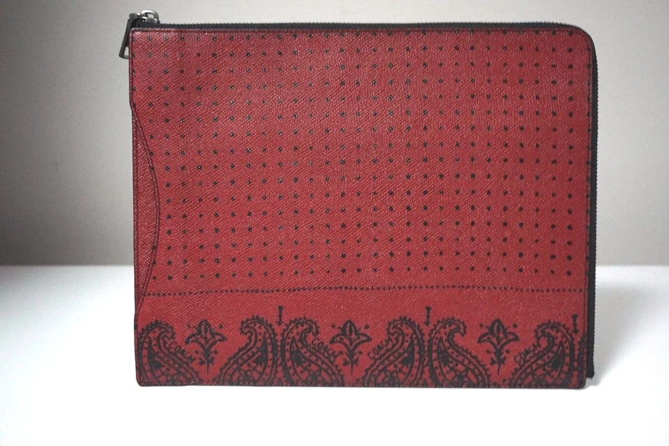Coach Crossgrain Leather Red Bandit Printed Slim Zip Tablet Case Folio F63321 - Image 1 of 4