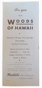 1957 Woods of Hawaii Monkey Pod Schnitzereien Broschüre Waikiki Hawaii - Bild 1 von 4