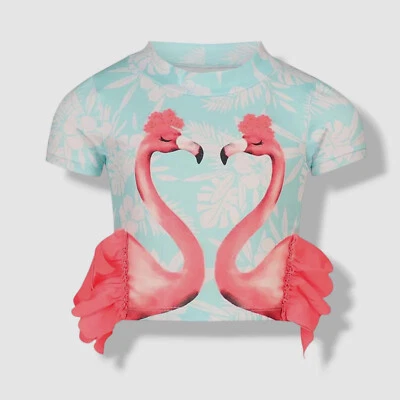 Penelope Mack LTD Toddler Girl's Green Flamingo Rashguard Top Swimwear Size 4T - Image 1 of 2