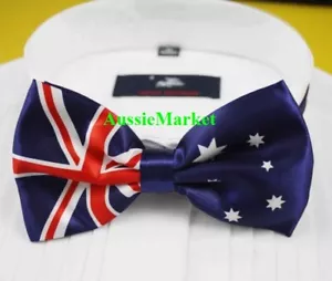 1 x mens girls silk bow tie bowtie aussie australian flag australia suit shirt - Picture 1 of 2