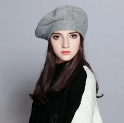 Moda Clásica Vintage Estilo Francés Suave Lana Mezcla Boina Cálida Invierno Sombrero Foto 1 de 4