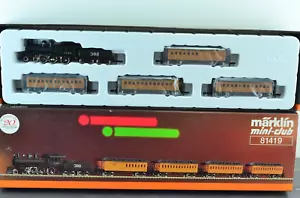 Marklin 81419 4-6-0 illinois Central Steam Locomotive Passenger Car Set Z Scale - Picture 1 of 7