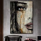 Woman Face Newspaper Canvas Painting Figure Printed Poster Wall Art