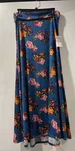 LULAROE LLR SIZE MEDIUM MAXI SKIRT BLUE WITH MULTICOLOR FLORAL #606 - Picture 1 of 3
