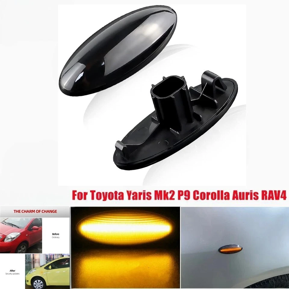 Luces de señalización laterales de señal LED ámbar lente negra para Toyota Yaris Hatchback XP90 Foto 1 de 4