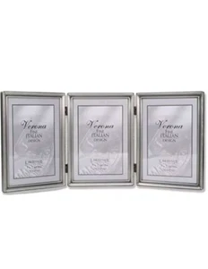 Lawrence Frames Tri-Fold Picture Frame Verona Pewter Photo 5x7 Triple NEW Gift - Picture 1 of 8