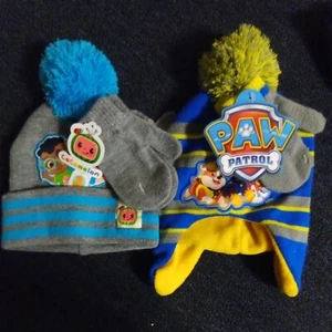 Cocomelon Knit Beanie Hat & Mitten Set with Paw Patrol hat and mitten set!! - Picture 1 of 1