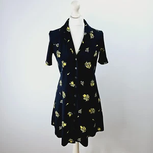 Urban Outfitters Mini Dress Archive Navy & Yellow Blossom Size XS NEW - Picture 1 of 3