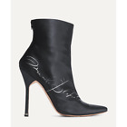 Manolo Blahnik + Vetements Printed Satin Ankle Boots In Black Szie 37.5