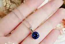 0.30 Ct Round Lab-Created Sapphire Women Solitaire Pendant 14K White Gold Plated