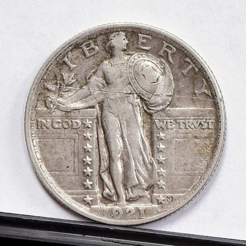 1921 Standing Liberty Quarter - AU Details, Cleaned & Scratched (49084-L) Cover