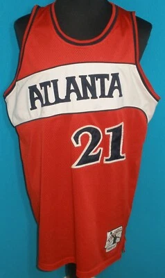 Camiseta deportiva para hombre grande auténtica Throwbacks Atlanta Hawks #21 Dominique Wilkins cosida Foto 1 de 4