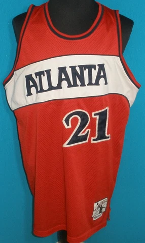 mens Large Authentic Throwbacks Atlanta Hawks #21 Dominique Wilkins Jersey SEWN Cover