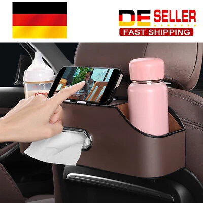 Auto-Rücksitz-Organizer Kopfstützen Rücksitz Aufbewahrungsbox + 2 Getränkehalter - Bild 1 von 4