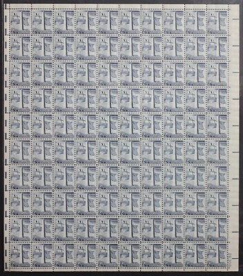Scott #1034 Sheet of 100 MNHOG 1954-68 2 1/2 Cent Gray   MSA01_1034 - Image 1 of 2