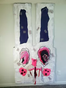 HAPPY GRAVE artist original art GIANT soft scupture surreal: "MEGA PSYCH BUNNY" - Picture 1 of 3