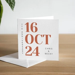 Tarjeta Personalizada 7º Aniversario Boda Esposa Cobre Aniversario Regalo Marido - Imagen 1 de 2