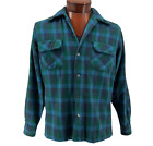 VTG Troy of California Blue Plaid Long Sleeve Wool Shirt / Jacket  Size -Medium